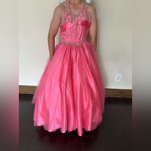 Pink sparkly pageant ball gown dress